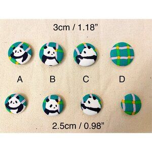 Cute Panda Buttons: 30mm/1.18” and 25mm/0.98” available for sewing and crafts